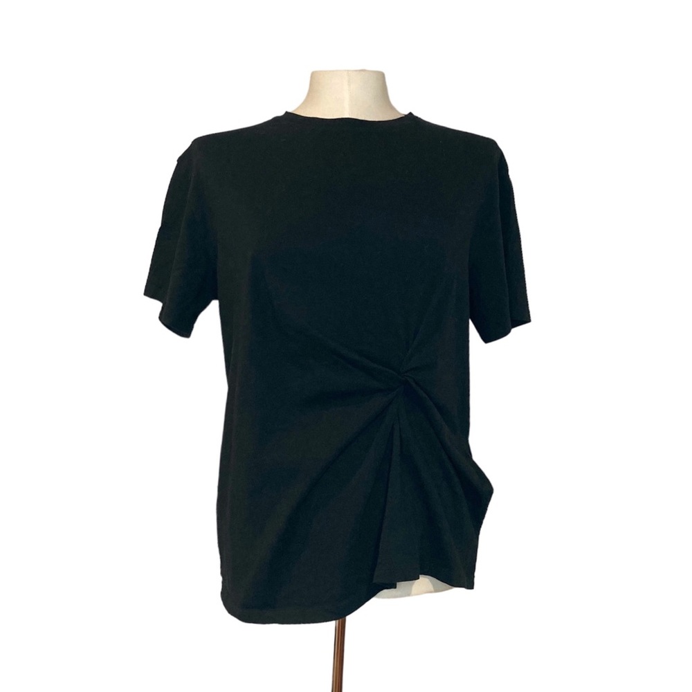 Oak + Fort Black Twist Front Top Women’s Small Asymmetrical Minimalist